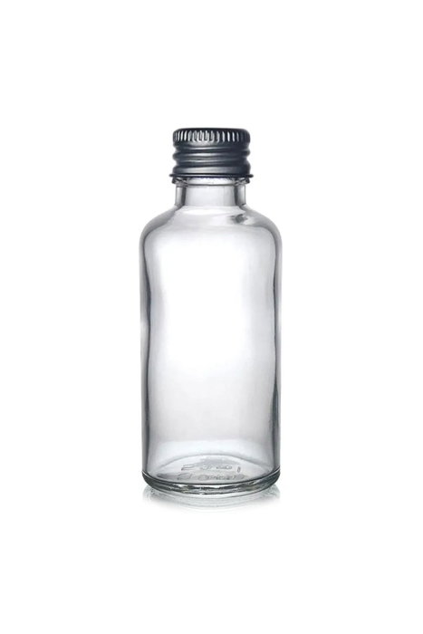 Hermia Juego de 12 Botellas de Vidrio con Tapa Plateada de 50 ml Hermia Juego de 12 Botellas de Vidrio con Tapa Plateada de 50 ml